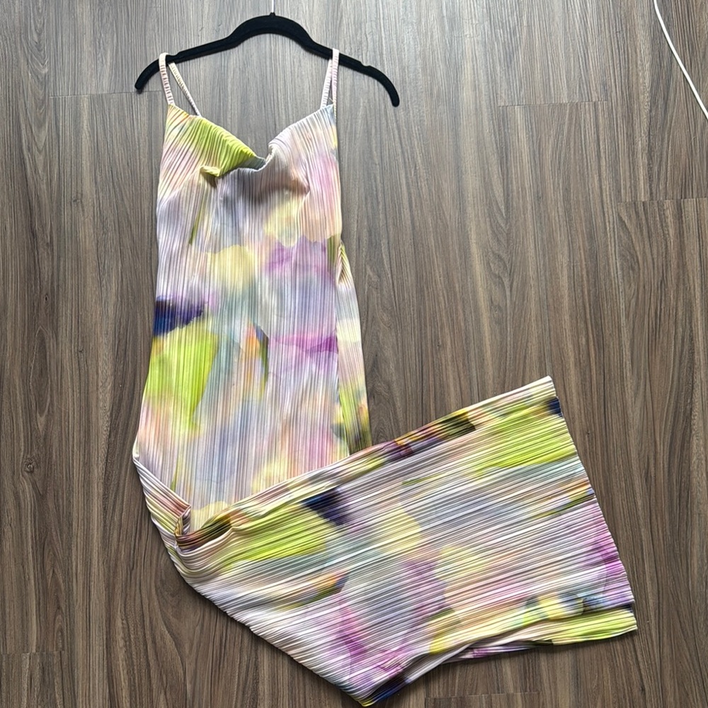 Colorful Pleated Maxi Dress